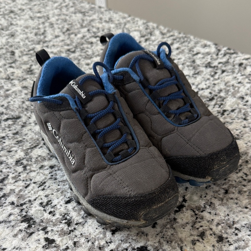 Columbia Gray and Blue Kids Trail Sneakers
